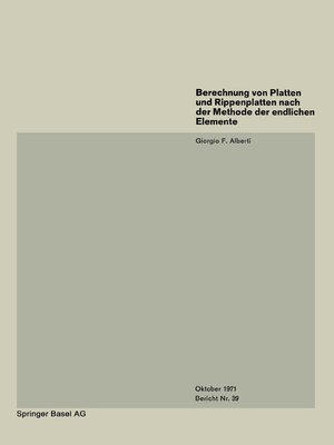 cover image of Berechnung von Platten und Rippenplatten nach der Methode der endlichen Elemente